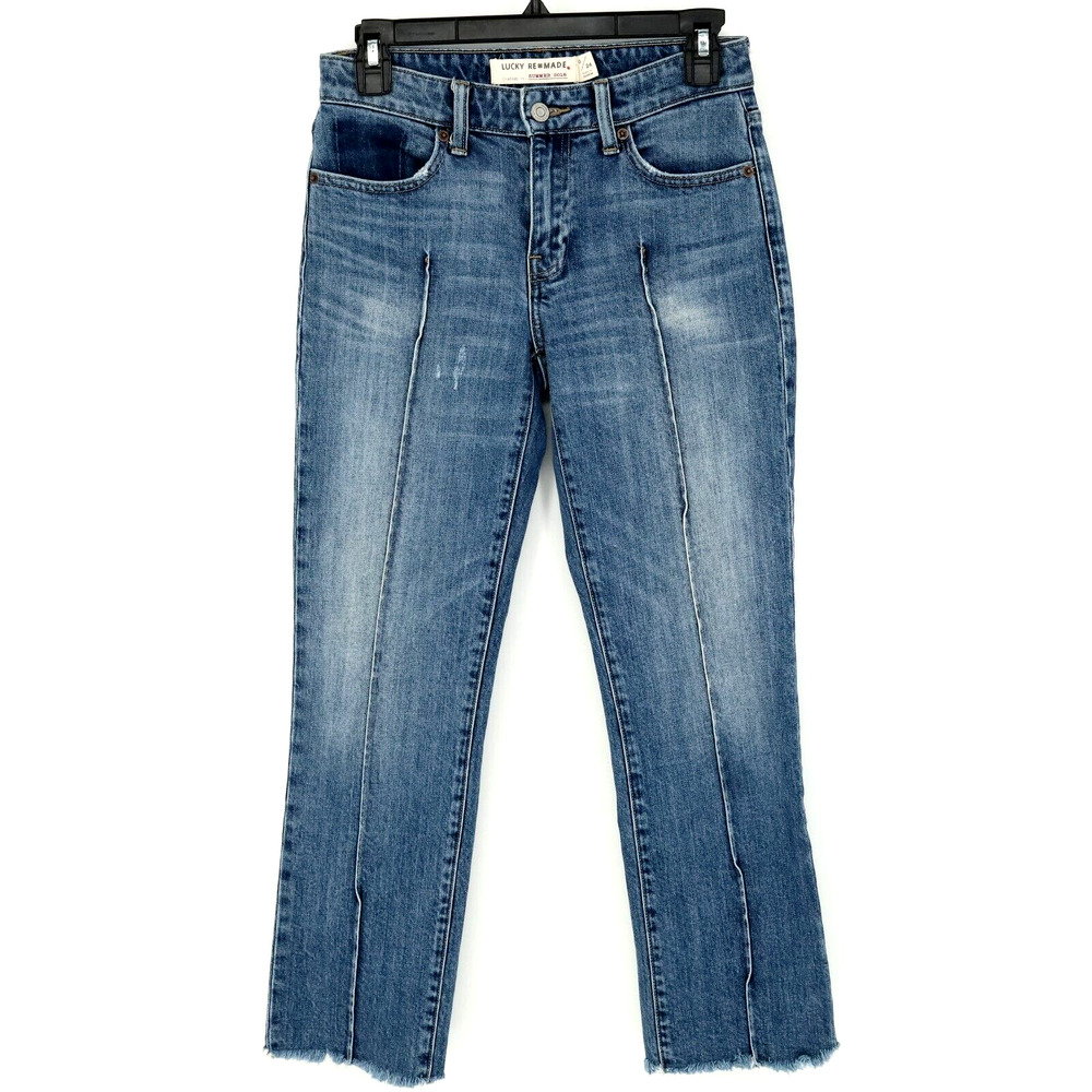 Lucky Remade Jeans Womens 00 Womens Ava Slim Straight Leg Blue Stretch Denim